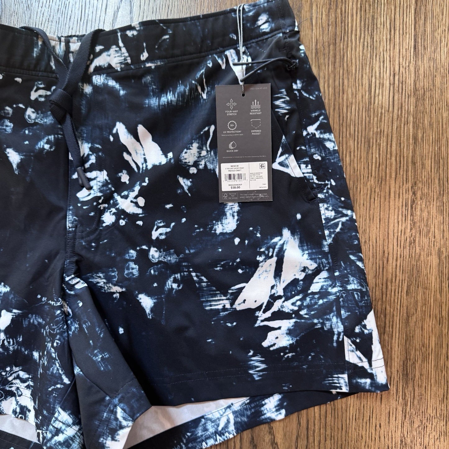 VRST Men’s 5” Resort Shorts Size M Indigo Craft Swim Trunks Slim Fit NWT