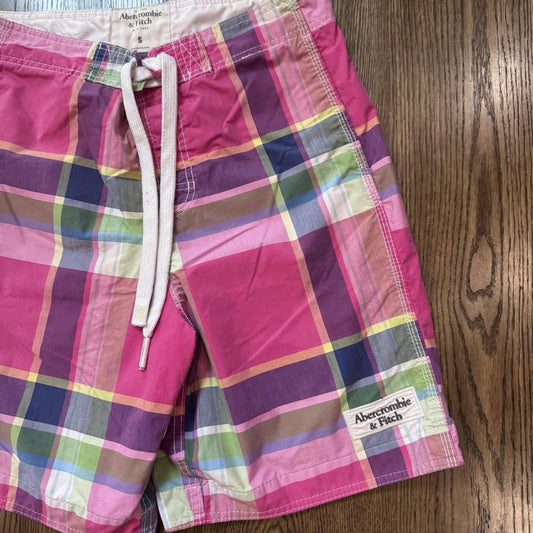 Abercrombie & Fitch Men's Plaid Swim Trunks Size Small Board Shorts Y2K 2000 VTG