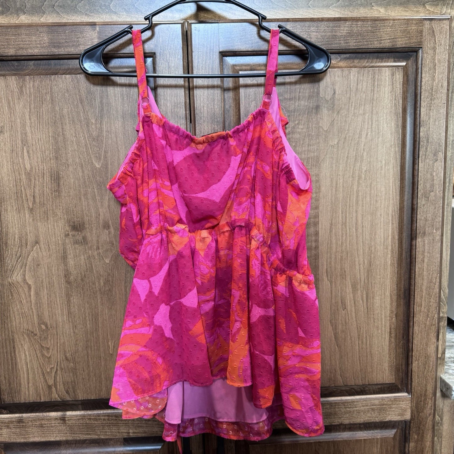 Torrid Pink & Orange Ruffle Tank Top | Size 2 | Drawstring Waist
