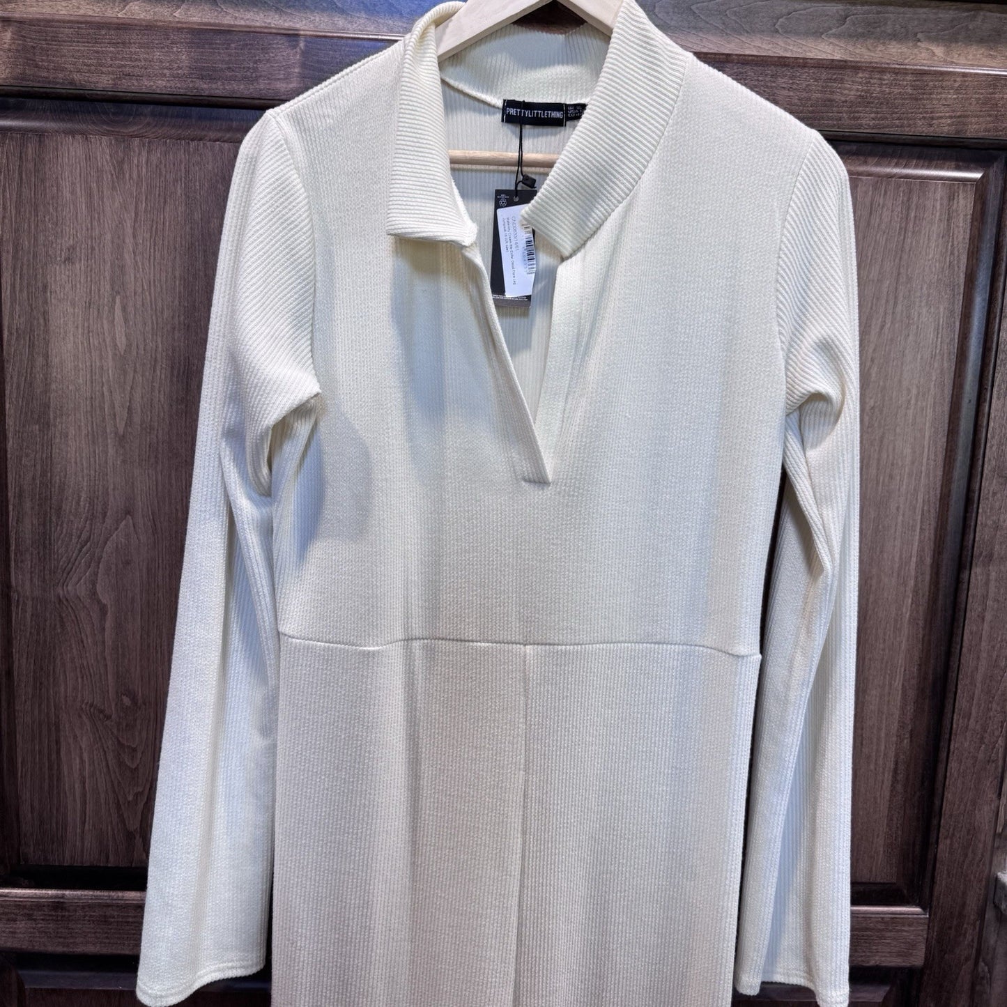 NWT PrettyLittleThing Maternity Cream Ribbed Jumpsuit – Size 12 US / 16 UK