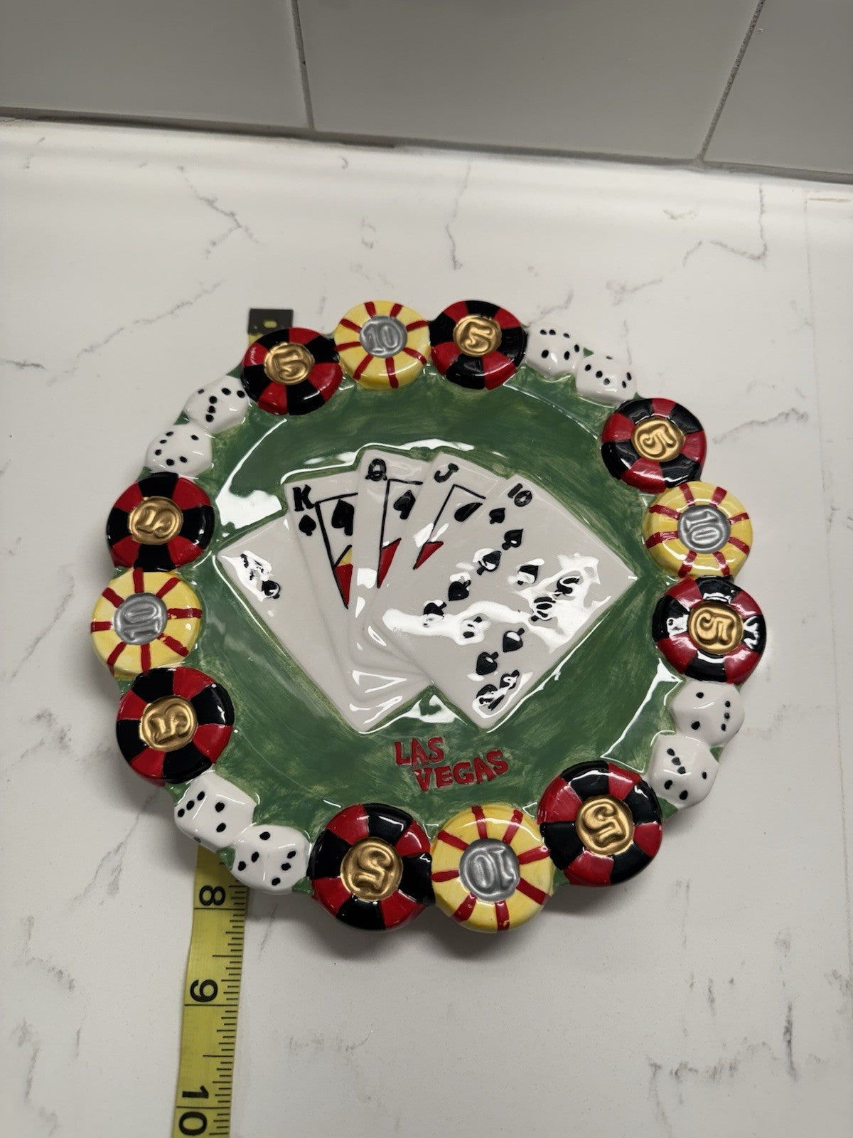 Vintage 1997 plate collector MAN CAVE gambling dice cards poker chip Atlantic