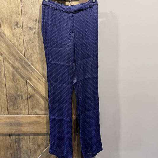 Massimo Dutti Purple Satin Trousers Geometric Pattern New Pants Size 6