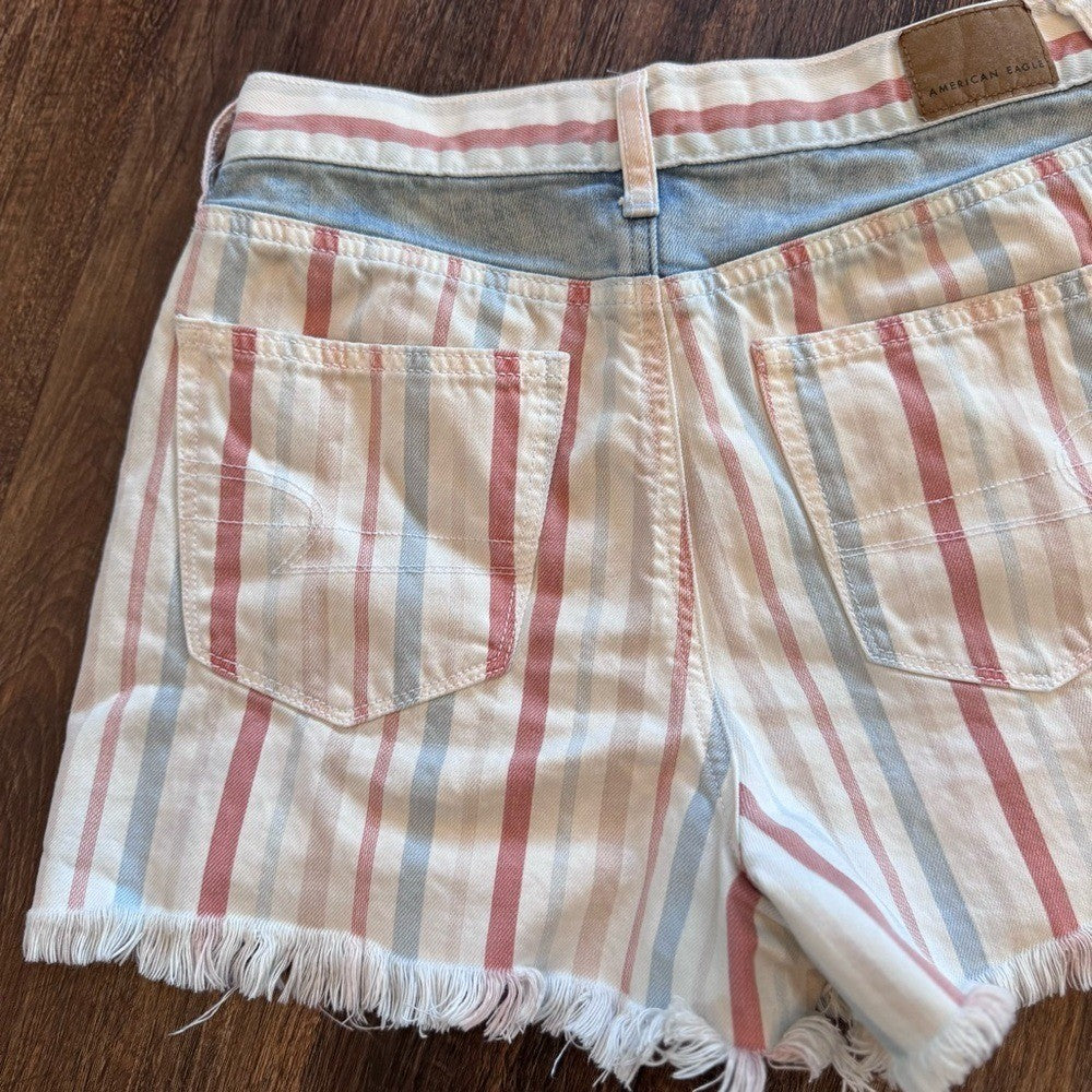 American Eagle Outfitters AEO Red White Blue Patriotic Mom Shorts Jean Size 4