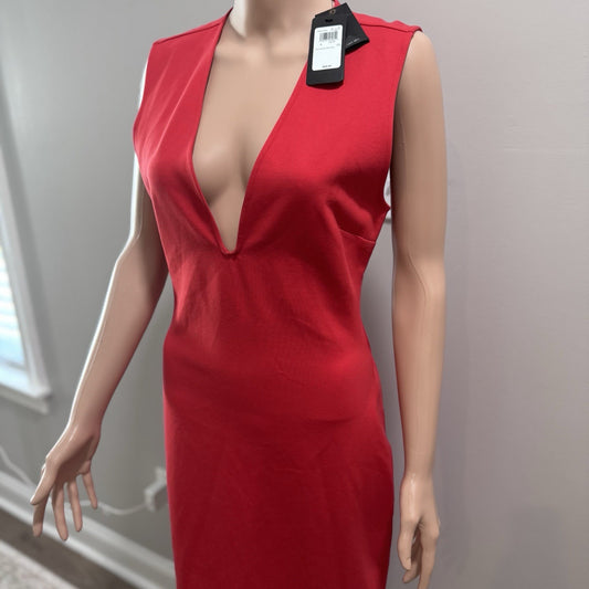 Guess Jules Backless Midi Dress Tango Red Women’s Size L NWT Sexy Cocktail Party