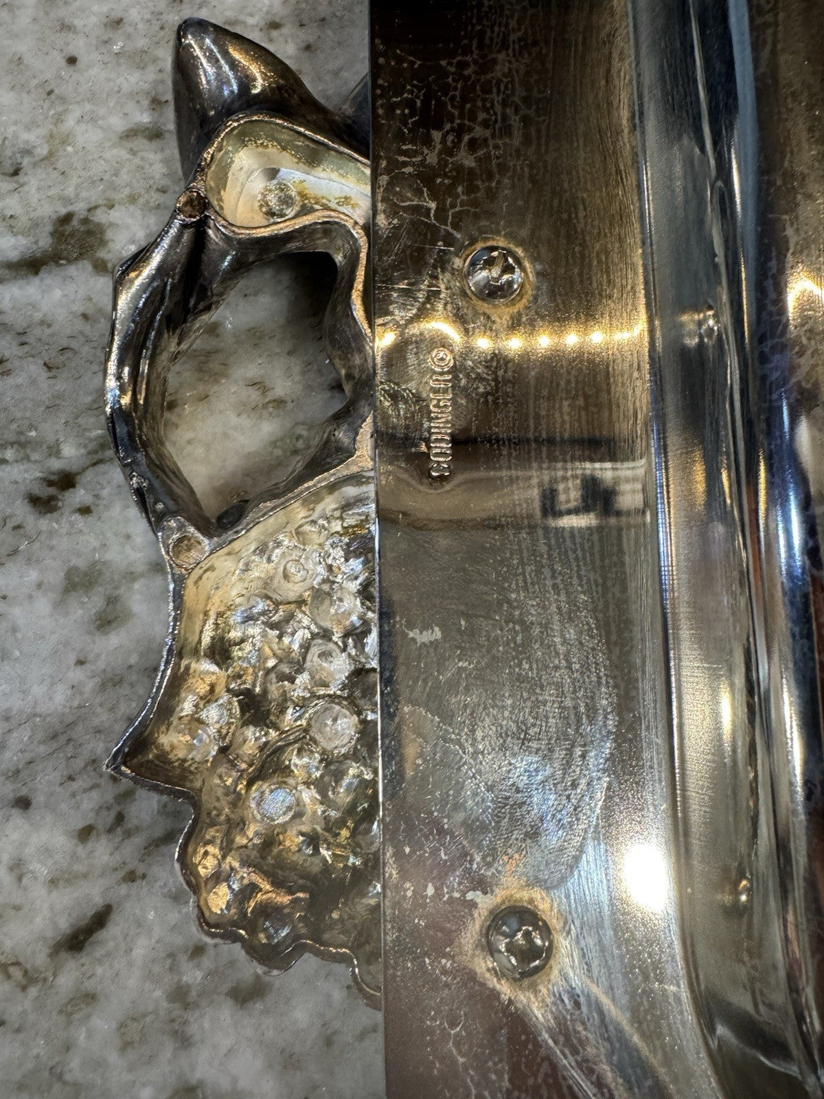 GODINGER Silverplate Rectangular Serving Tray 10-1/2 x 21-1/2” Grape Design