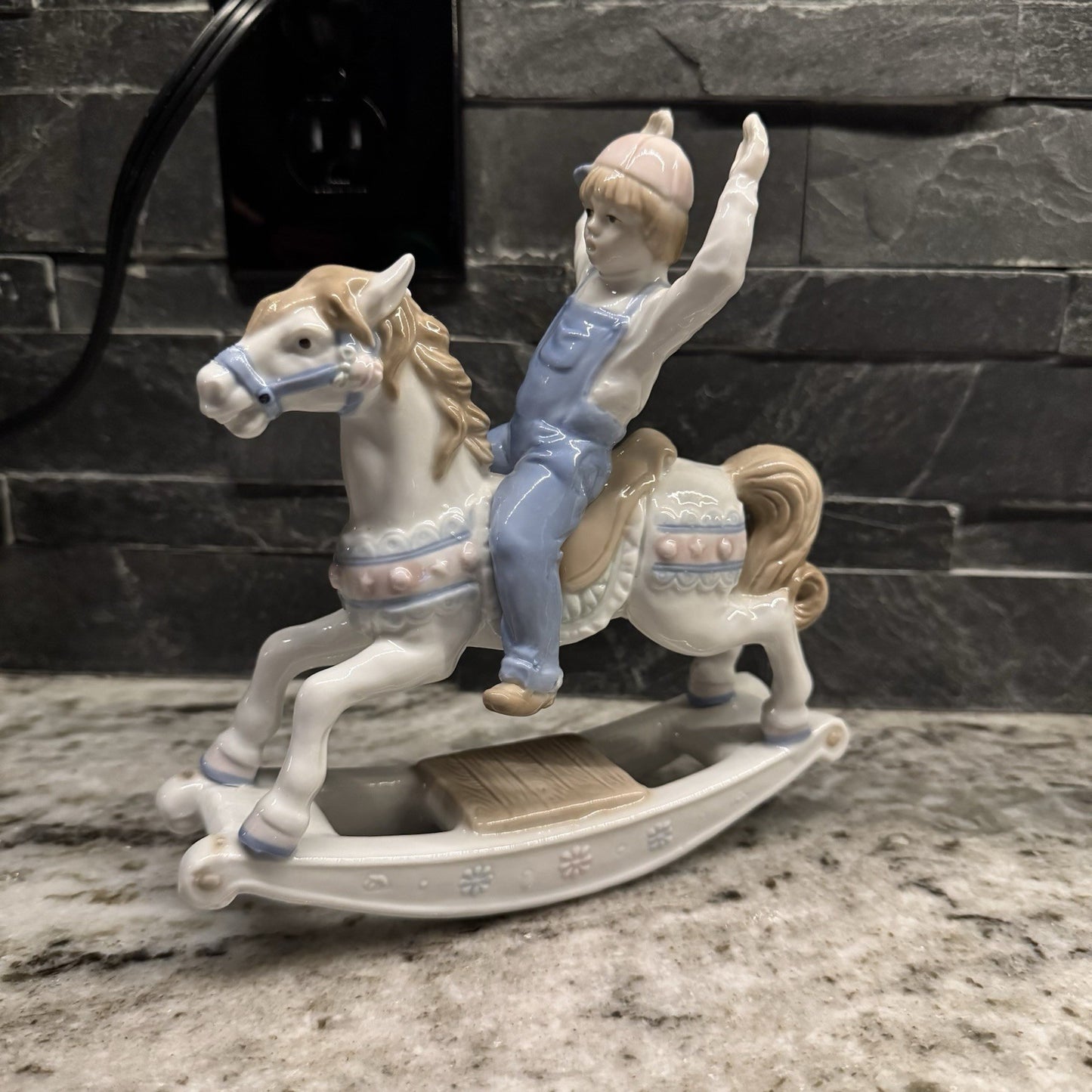 VTG Paul Sebastian Porcelain “Boy On Rocking Horse " Figurine 1991 Size: 7"x 7"