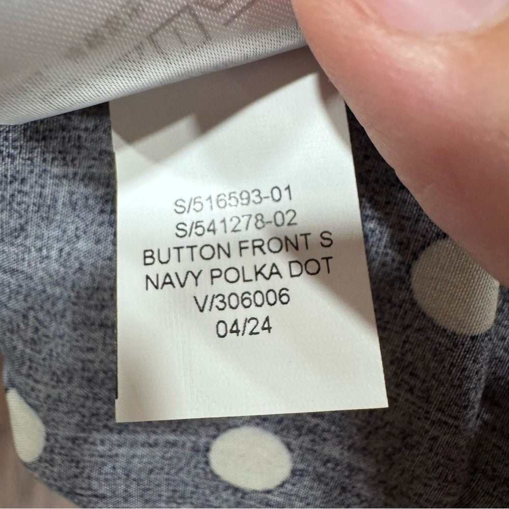 GAP Navy Polka Dot Puff Sleeve Dress XL | Button Front Retro Vibes