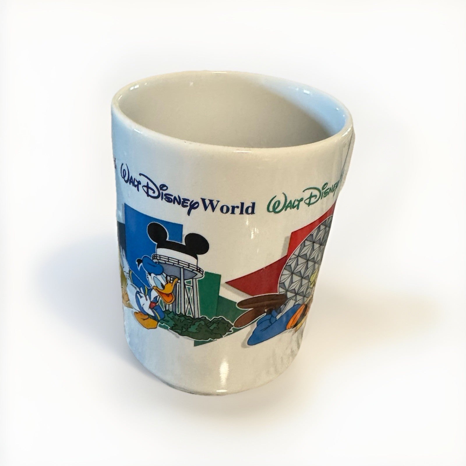 Vintage Walt Disney World Mom Mug Four Parks One World Mickey Pluto Donald Goofy