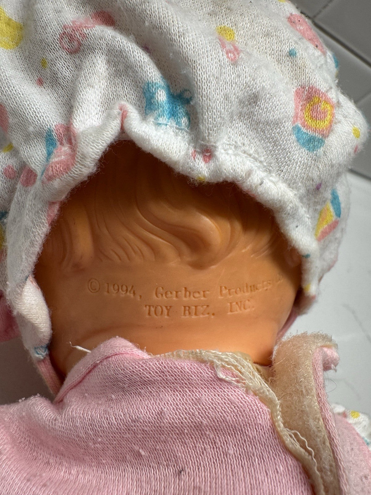 Vintage 1994 Gerber Nursery Baby Doll W/ Bear Rare Bonnet