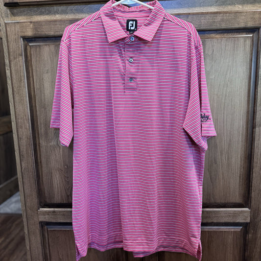 FootJoy Golf Polo XL Pink Stripe Holiday Panama City Beach Logo