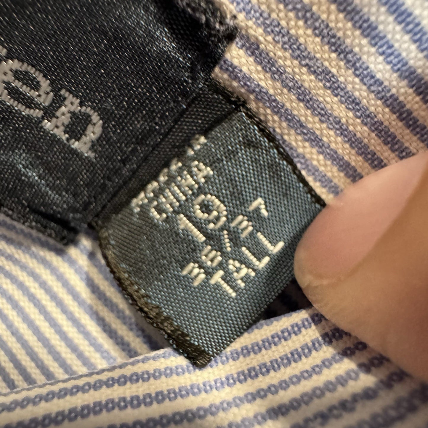 Ralph Lauren Classic Fit Button Down Shirt Blue White Stripe Men’s 19 36/37 Tall