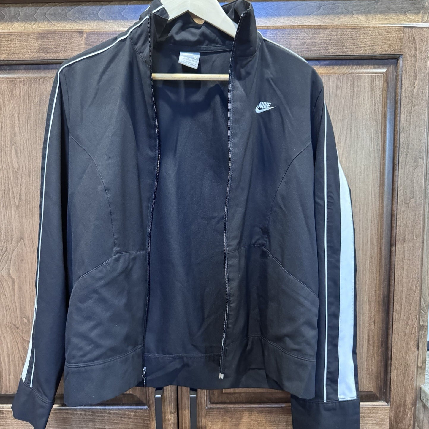 Vintage Nike Black Full Zip Track Jacket Women’s Medium M Retro Swoosh VTG Style