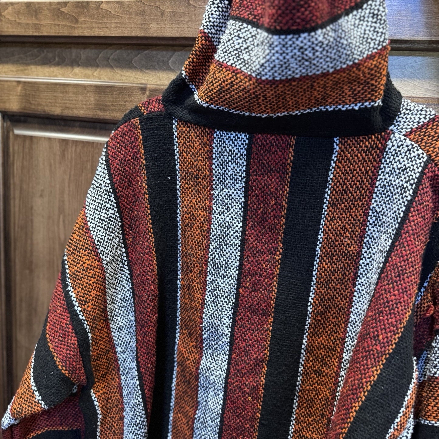 Earthbound Trading Co Baja Hoodie Large Multicolor Woven Pullover Boho Surf