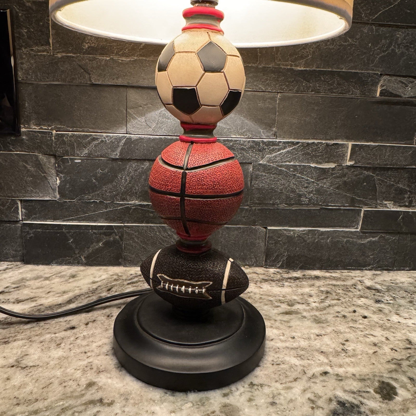 Unique solid Sports Lamp with Shade- Baseball Football Soccer Kids Man Cave