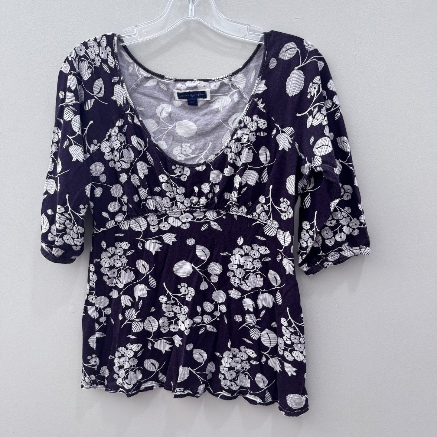 American Eagle Purple Floral Babydoll Y2K Top Women’s Medium