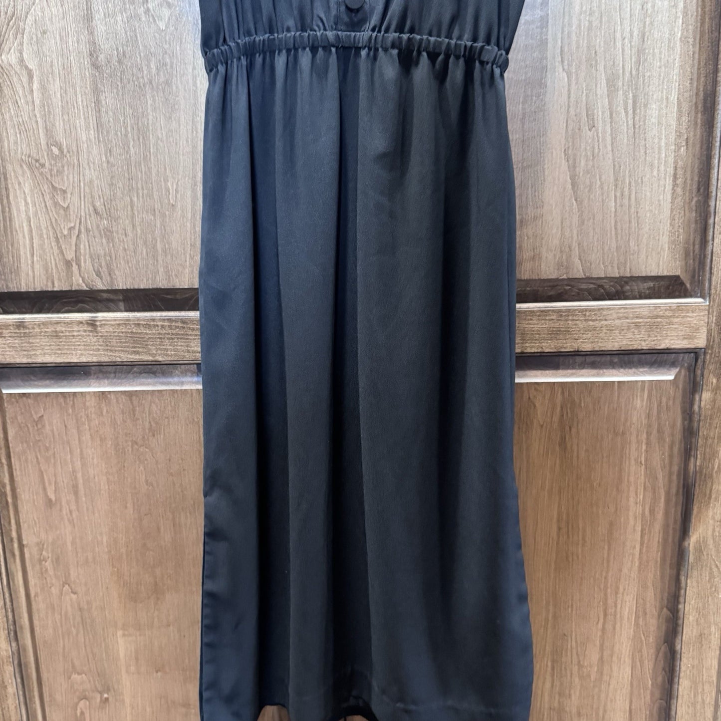 J.Crew Black Sleeveless Midi Dress Size 2 Tall A-Line Fit Elastic Waist Lined