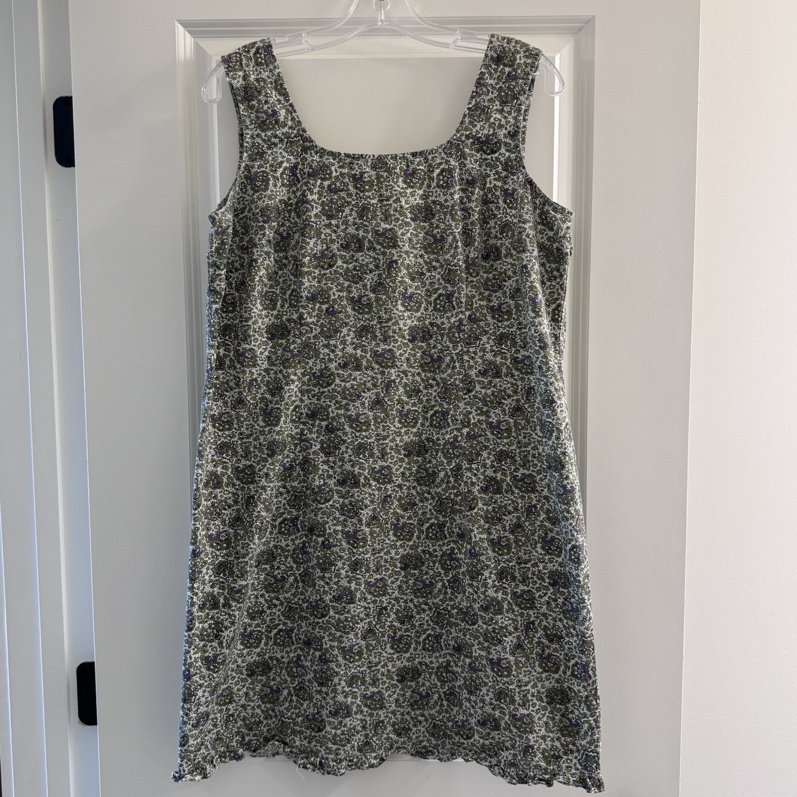 Faded Glory Women’s Sleeveless Dress L 12/14 Green Purple Paisley Floral