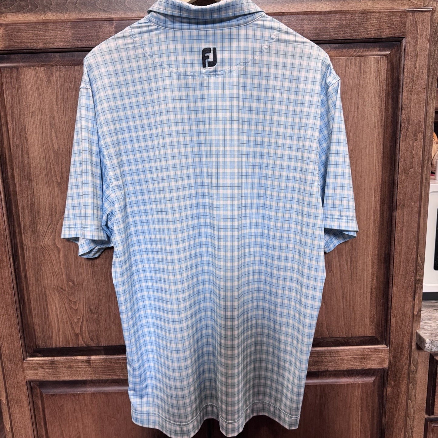 FootJoy Performance Polo Shirt Men’s Size Large Blue Plaid Stretch Golf Shirt