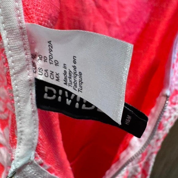 H&M Divided Hot Pink Textured Floral Dress | Size 10