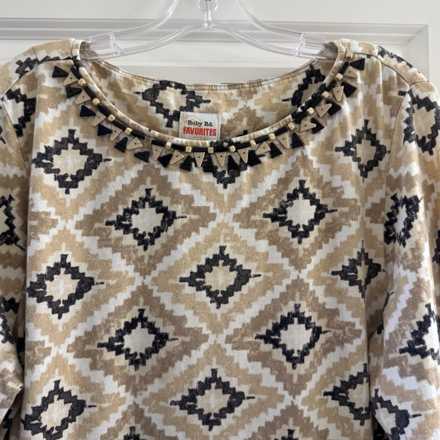 Ruby Rd. Favorites Women’s L Long Sleeve Tunic Dress Geometric Aztec