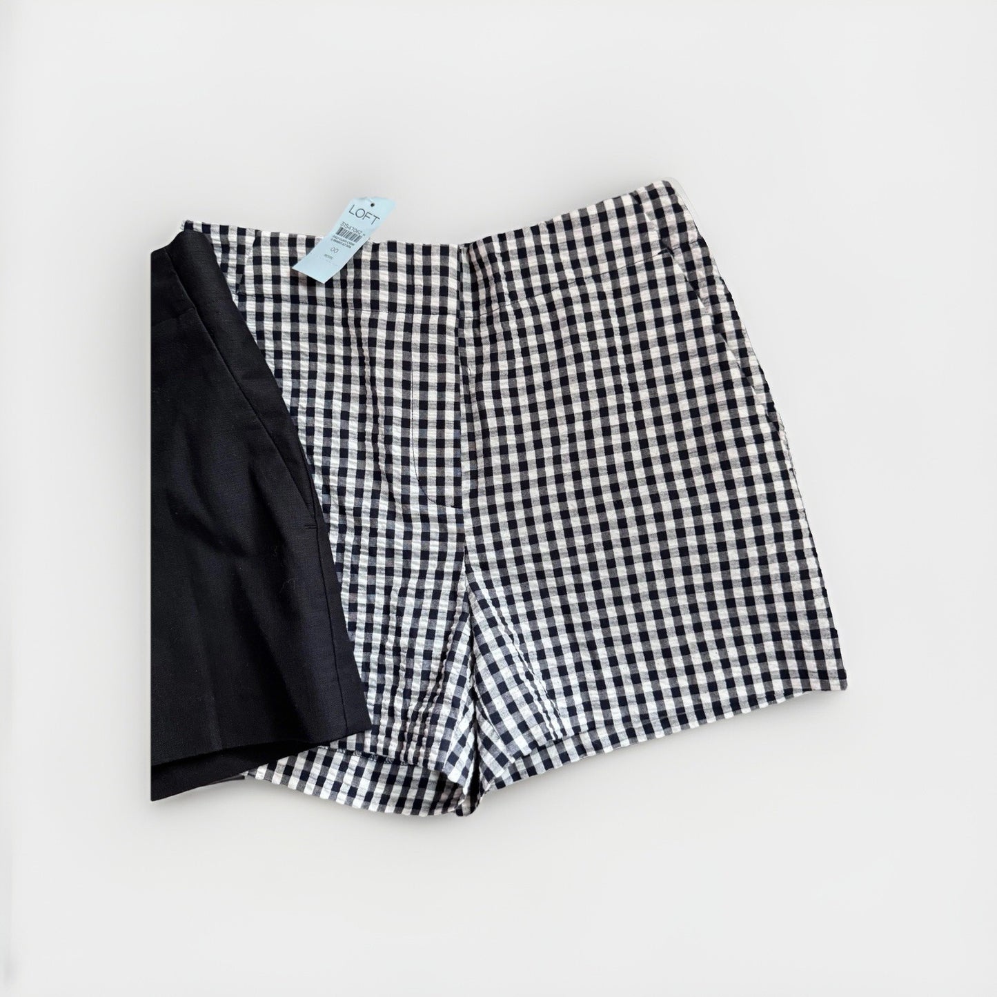 LOFT Petites Shorts Lot | Size 00P | Gingham Check & Solid Black | NWT | Summer