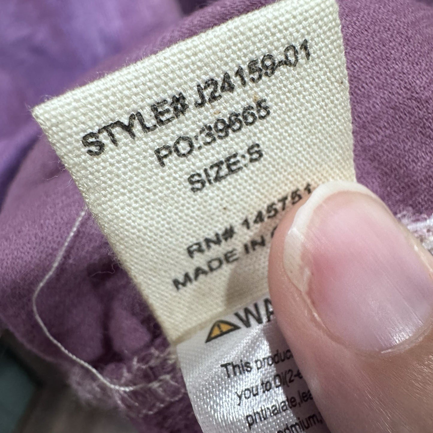 Peach Love California Acid Wash Button-Up Shirt - Small Purple Corduroy