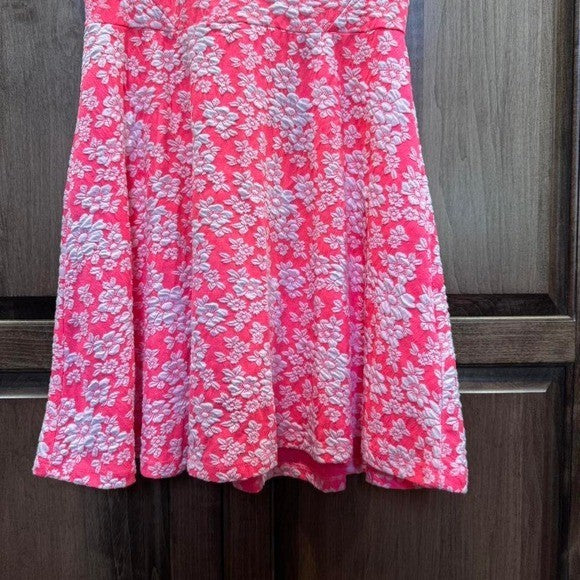 H&M Divided Hot Pink Textured Floral Dress | Size 10