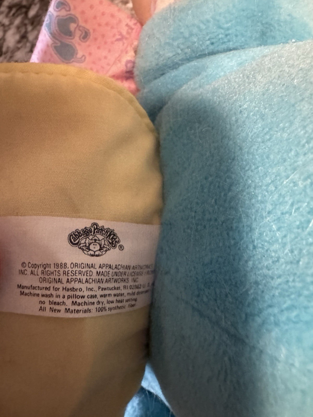 Vintage 1980s Xavier Roberts Babyland Cabbage Patch Doll Pink Blue Rattle