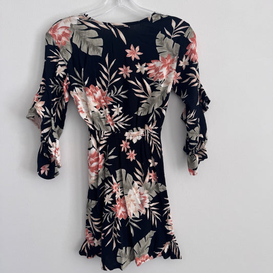 Billabong Navy Floral Wrap Dress XS Boho Mini