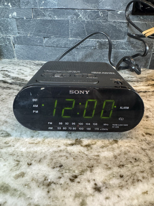 Sony Dream Machine ICF-C218 Black Dual Alarm Clock Radio AM FM LED Display WORKS