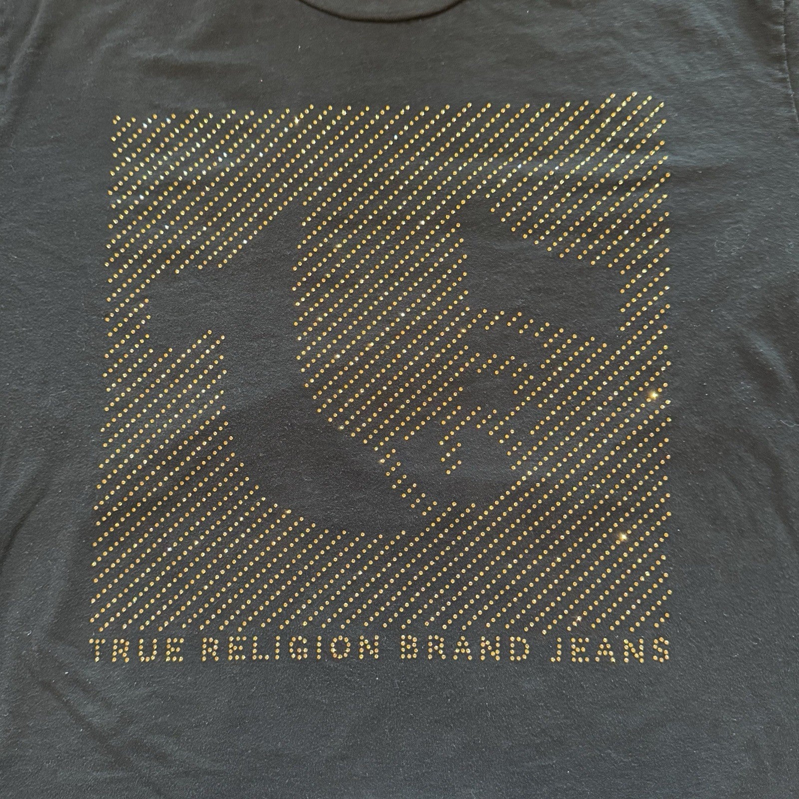 True Religion Black Crystal Logo T-Shirt Men’s 2XL Cotton Made in China