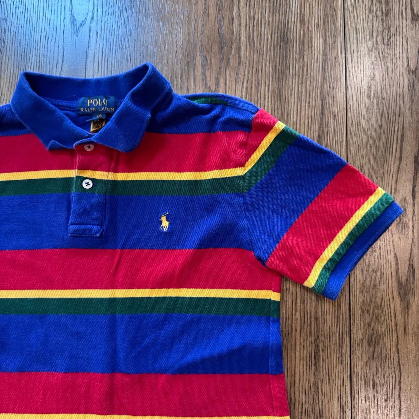 Polo Ralph Lauren Boys L (14-16) Multicolor Striped Polo Shirt 100% Cotton