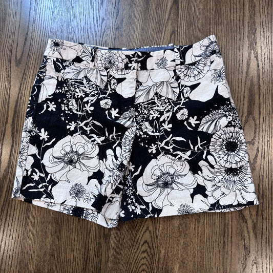Talbots Women’s Black White Floral Shorts Size 2 | Cotton Spandex |