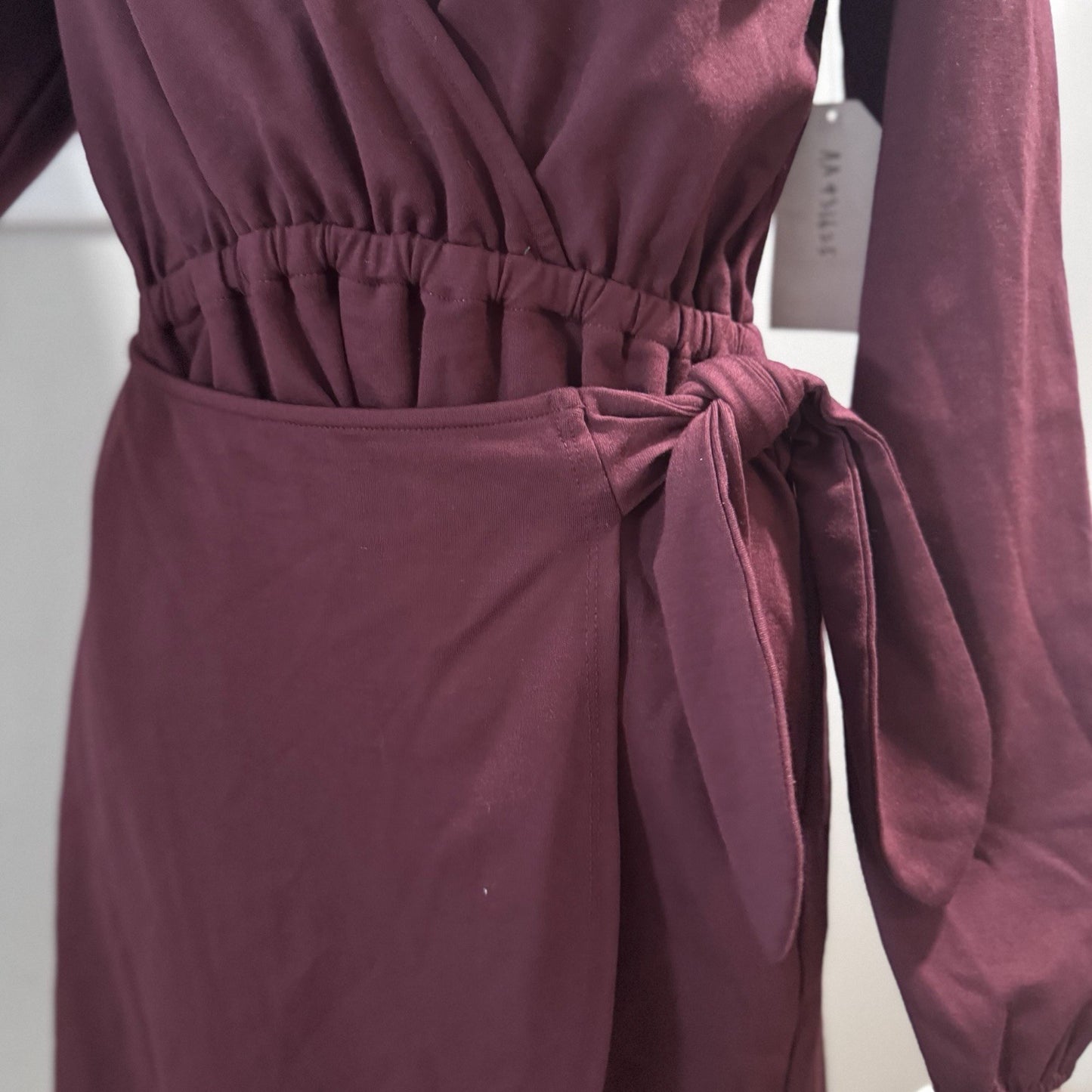 Sadie & Sage Wrap Dress Women’s Small Burgundy Long Sleeve Tie Waist NWT