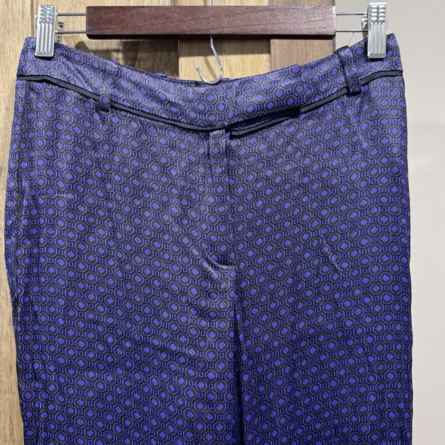 Massimo Dutti Purple Satin Trousers Geometric Pattern New Pants Size 6
