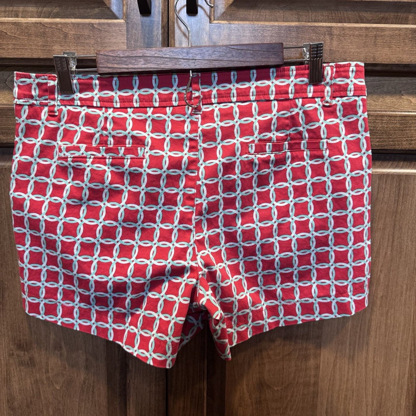 Haley & the Hound Red Geometric Print Shorts Women’s Size 6 USA Made Preppy