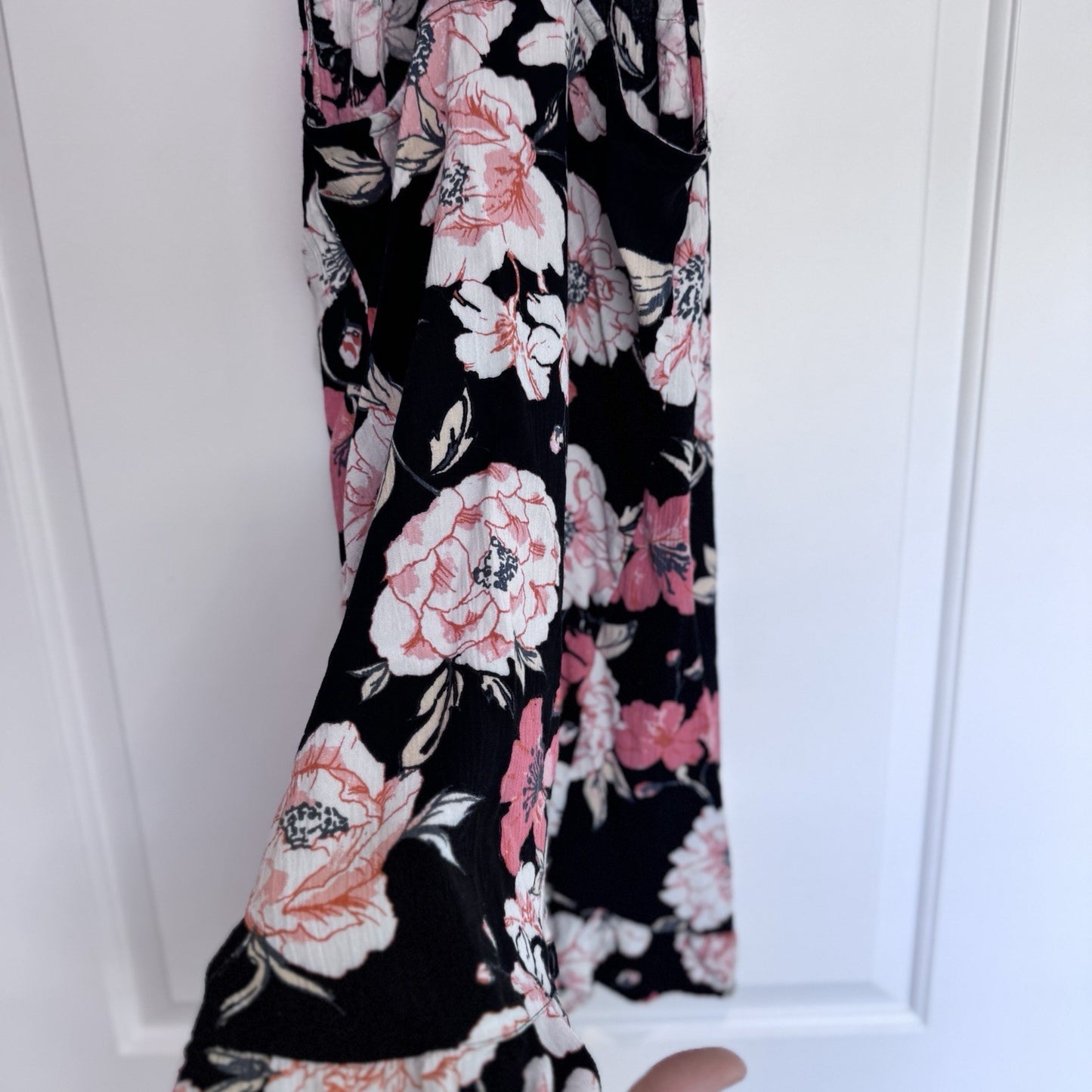 Roxy Floral Halter Dress Black Pink Sleeveless Summer Beach Boho Y2K Small