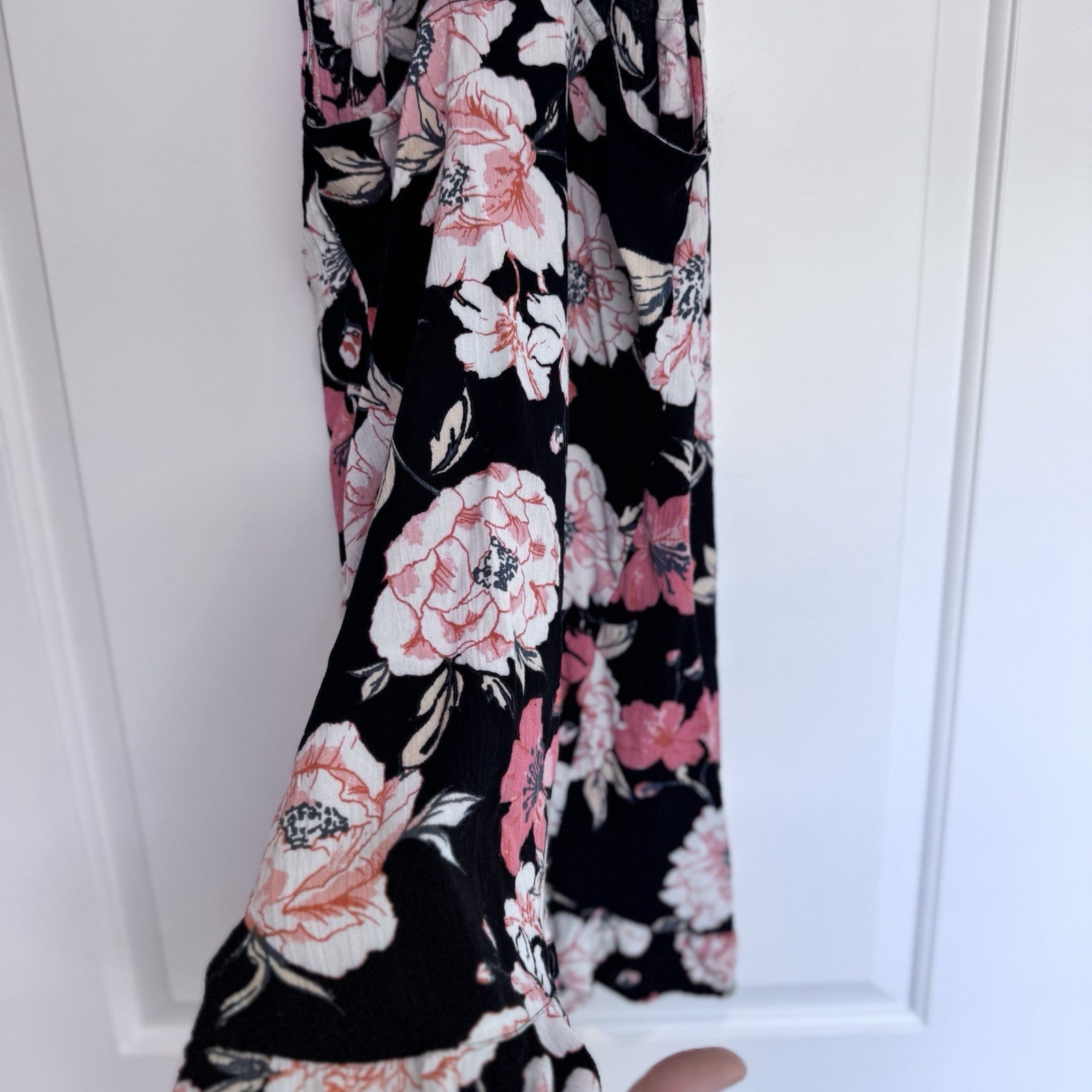 Roxy Floral Halter Dress Black Pink Sleeveless Summer Beach Boho Y2K Small