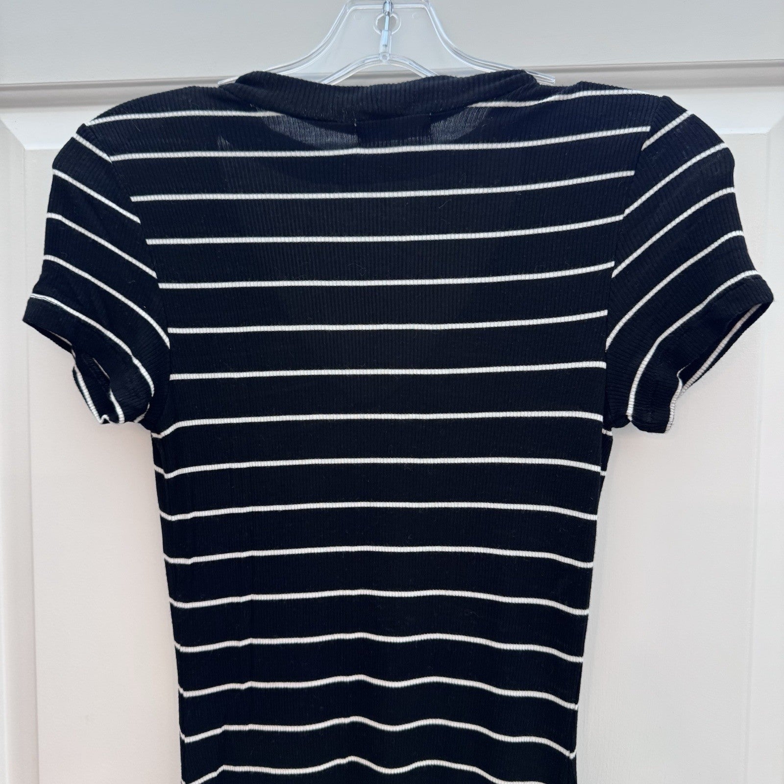 American Eagle Soft & Sexy Black White Striped Ribbed Dress Women’s Small