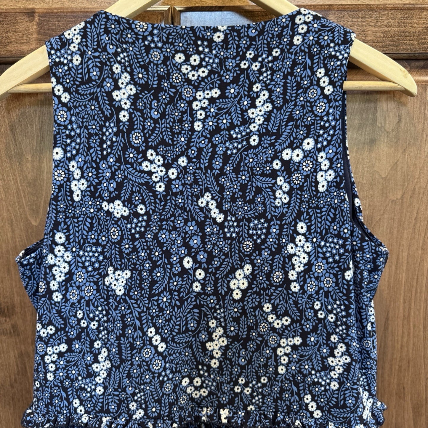 Tommy Hilfiger Blue Floral Tiered Sleeveless Dress Size 10 | V-Neck Fit & Flare