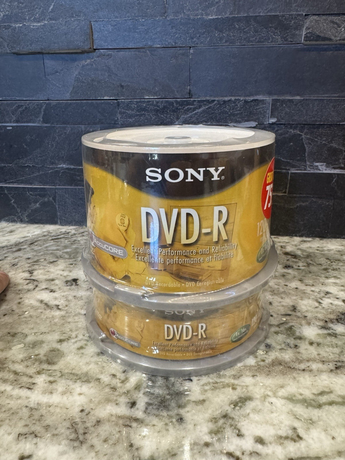SONY DVD-R 75 Pack 4.7 GB 120 Min Blank Media Disc NEW / SEALED Original Package