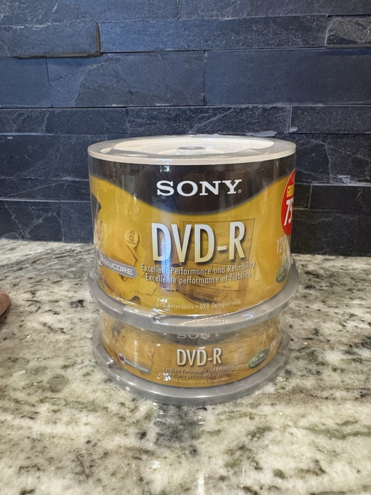 SONY DVD-R 75 Pack 4.7 GB 120 Min Blank Media Disc NEW / SEALED Original Package