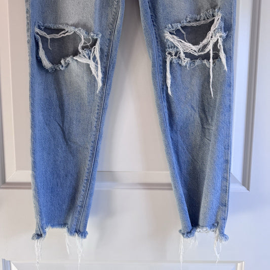 American Eagle Curvy Mom Jeans Womens 4 Regular Distressed Rigid Denim