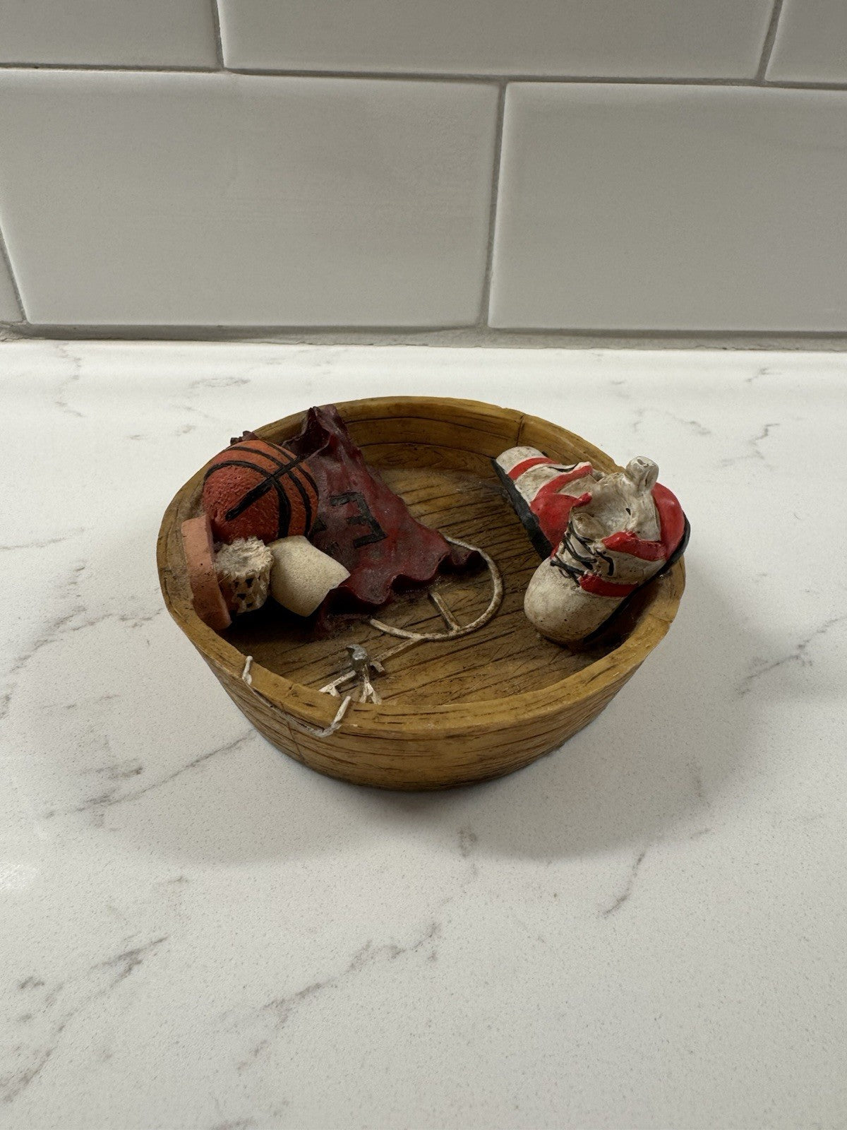Vintage Basketball Small Trinket Coin Tray Shoes Red Jersey Basketball Whistle