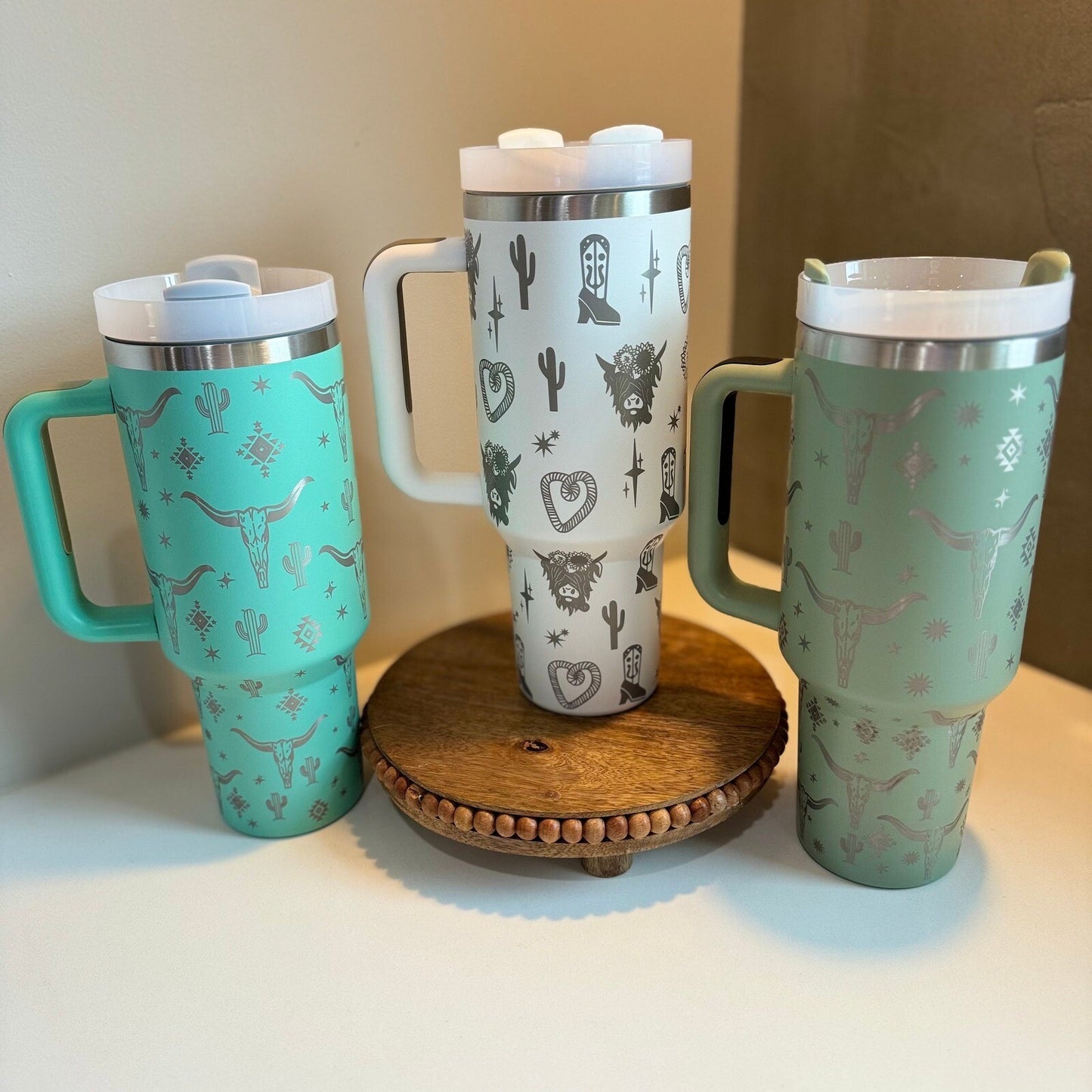 Embrace the Wild West Spirit: Laser-Engraved Western Cowhead and Boots 40oz