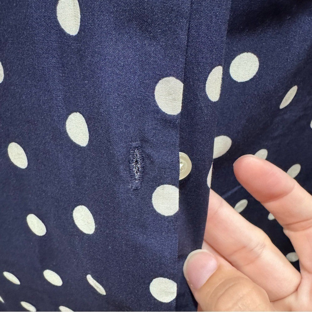 GAP Navy Polka Dot Puff Sleeve Dress XL | Button Front Retro Vibes