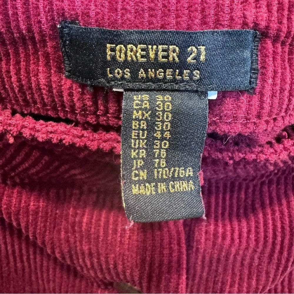 Forever 21 Burgundy Corduroy Button-Front Skirt Small