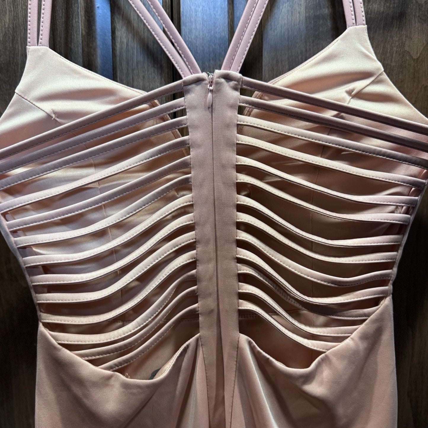 ENTRY Pink Cutout Bodycon Dress Size Large | Sleeveless Strappy Back Midi