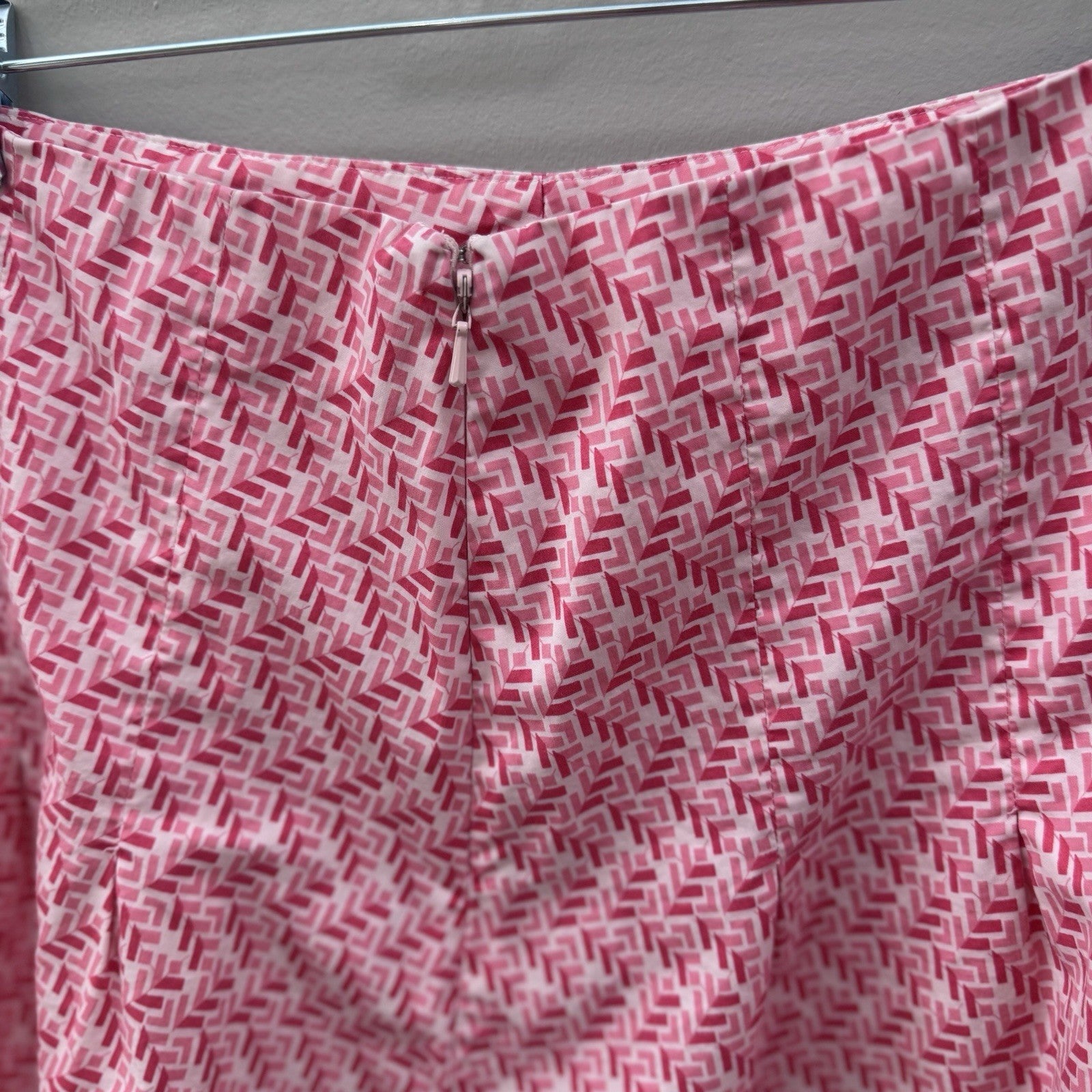 Old Navy Y2K Pink Geometric Print A-Line Skirt Women’s Sz 8 Cotton 2005