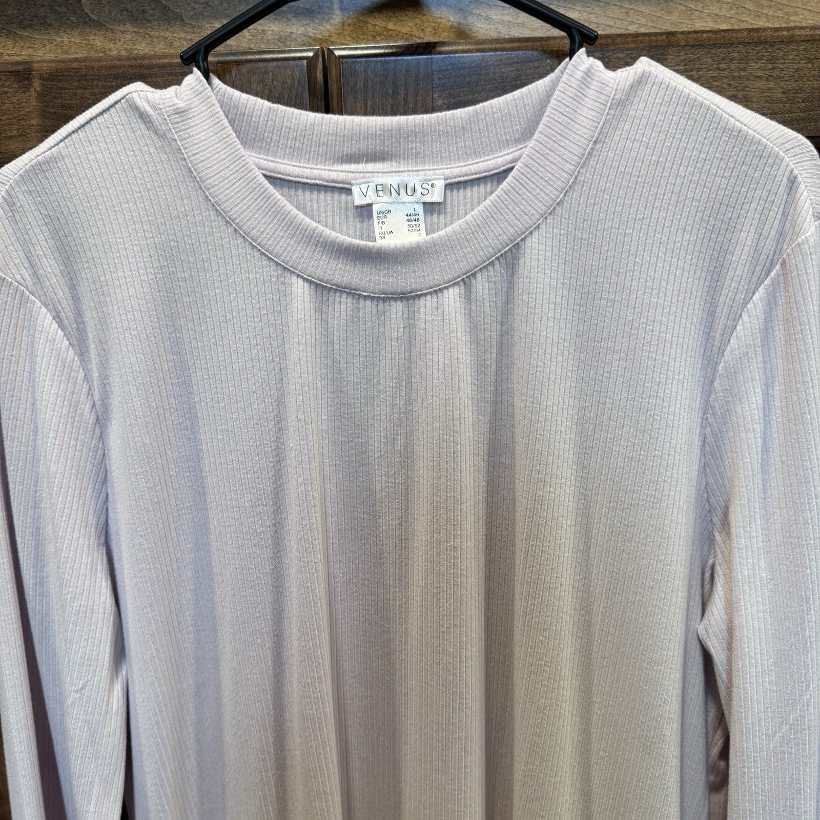 Venus Ribbed Long Sleeve Swing Dress Lavender Purple Size Large